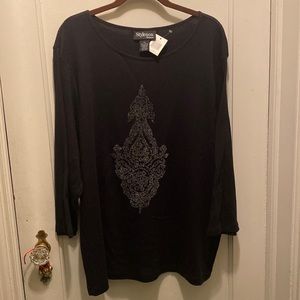 Heavy Bead Embellished Tee Style Top NWT